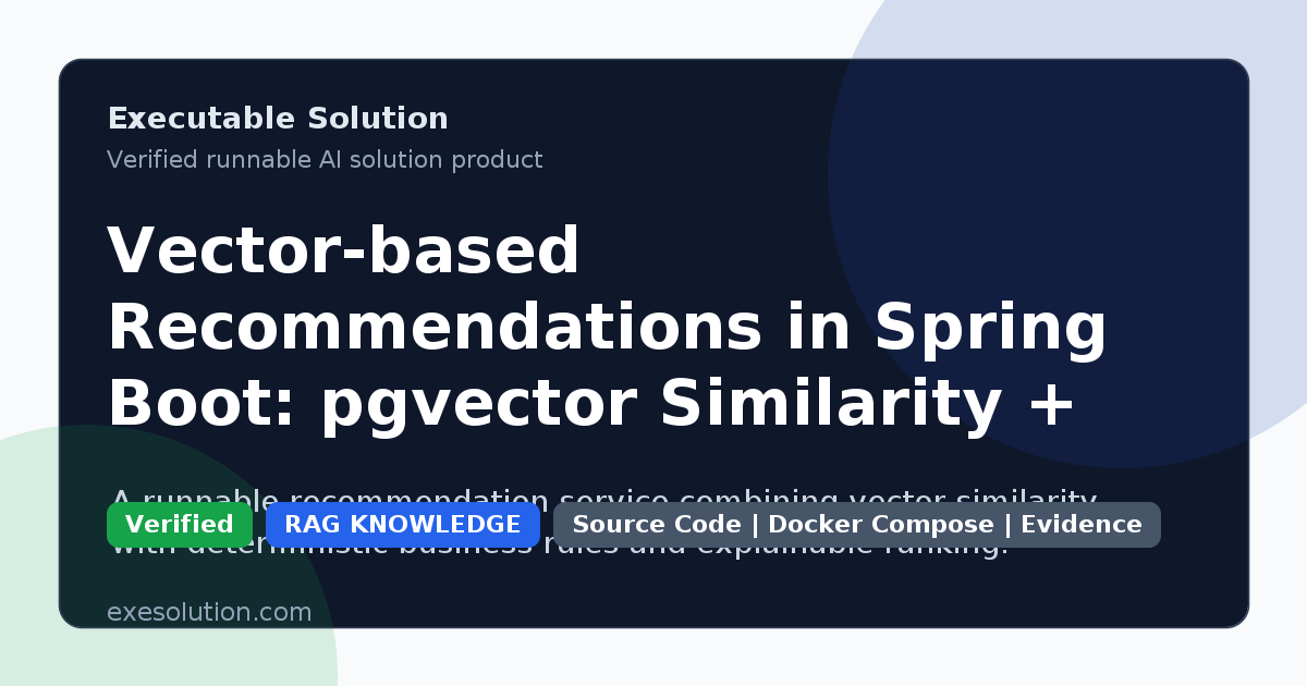 Vector-based Recommendations in Spring Boot: pgvector Similarity + Business Rules